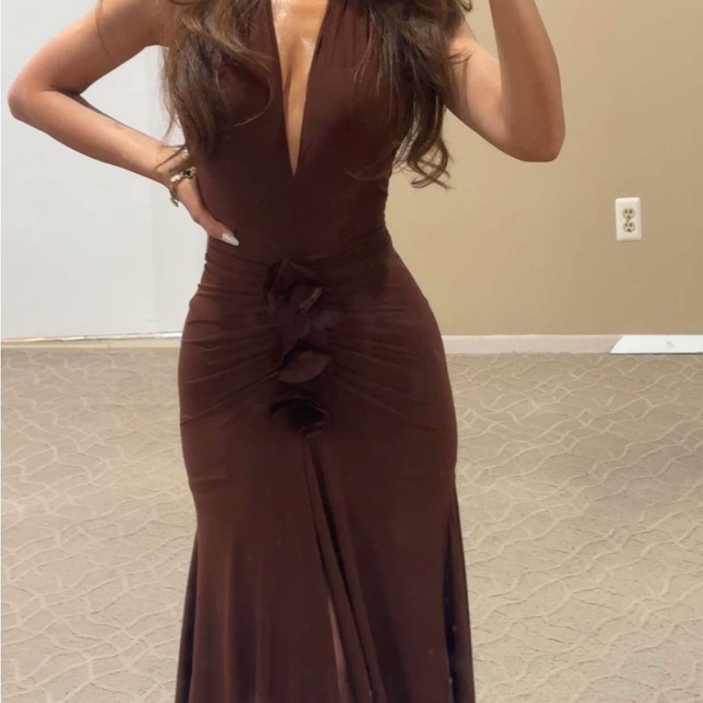 Elegant Brown Evening Gown